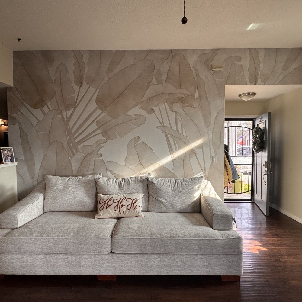 Patterned wallpaper feature wall